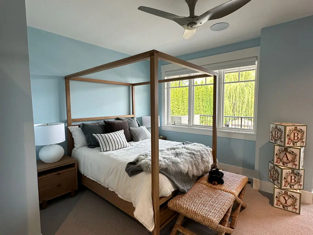 All-Scope Painting bedroom with wood canopy frame